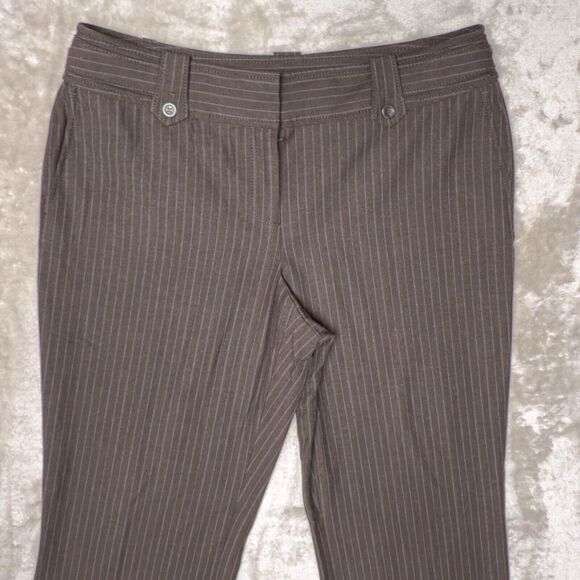 Ann Taylor Lindsay Curvy Fit Brown Mocha Pinstripe Dress Pants Womens 10 Y2K - Picture 3 of 13